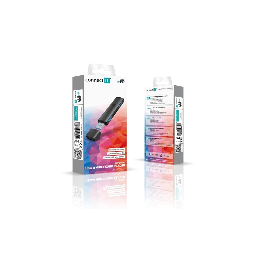 CONNECT IT CHU-4060-AN - USB-A hub ar atmiņas kartes lasītāju 4in1