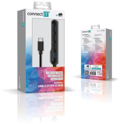 CONNECT IT CHU-5000-BK - USB-C centrmezgls 4in1