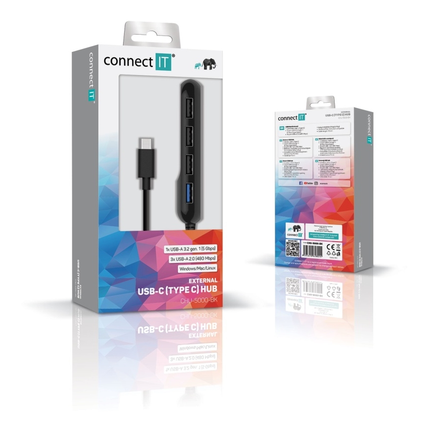 CONNECT IT CHU-5000-BK - USB-C centrmezgls 4in1