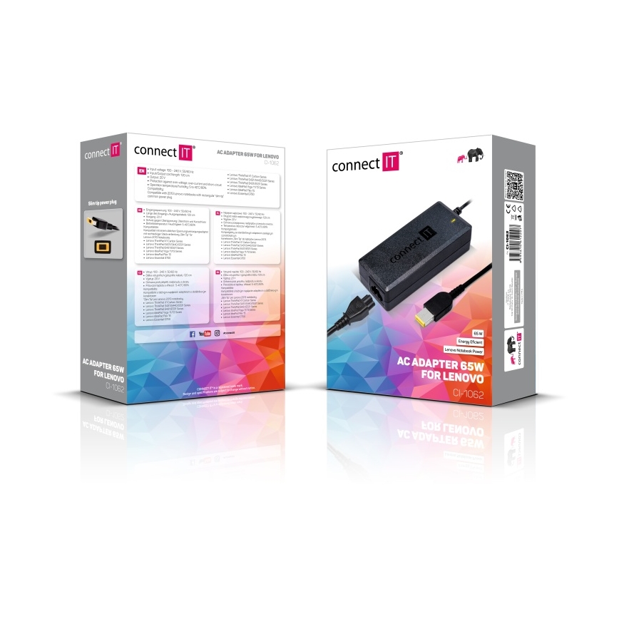 CONNECT IT CI-1062 - Strāvas adapteris Lenovo portatīvajiem datoriem 65W