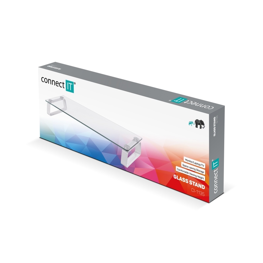 CONNECT IT CI-1135 - Daudzfunkcionāls stikla pamatne caurspīdīga/balta