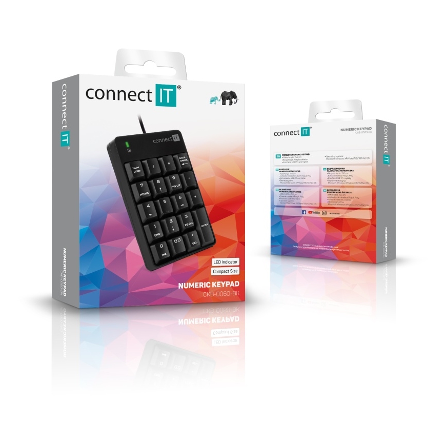 CONNECT IT CKB-0060-BK - Vadu ciparu tastatūra melna