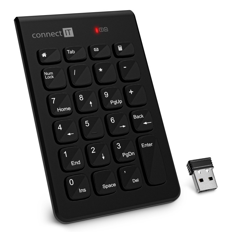 CONNECT IT CKB-0062-BK - Bezvadu ciparu tastatūra 1xAAA melna