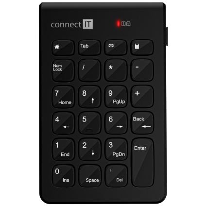CONNECT IT CKB-0062-BK - Bezvadu ciparu tastatūra 1xAAA melna