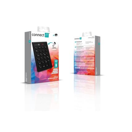 CONNECT IT CKB-0062-BK - Bezvadu ciparu tastatūra 1xAAA melna
