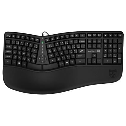 CONNECT IT CKB-2800-CS - Ergonomiska bezvadu tastatūra ar CZ/SK lokalizāciju melna