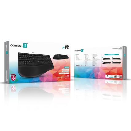 CONNECT IT CKB-2800-CS - Ergonomiska bezvadu tastatūra ar CZ/SK lokalizāciju melna