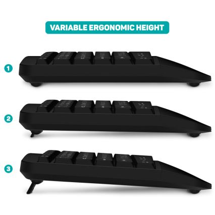 CONNECT IT CKM-6010-CS - Ergonomiska bezvadu tastatūra un pele 800/1200/1600/2400 DPI ar CZ/SK lokalizāciju 1xAA + 2xAAA melna