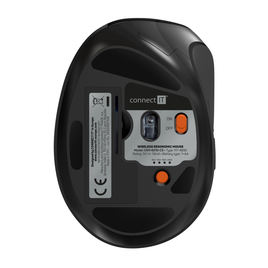 CONNECT IT CKM-6010-CS - Ergonomiska bezvadu tastatūra un pele 800/1200/1600/2400 DPI ar CZ/SK lokalizāciju 1xAA + 2xAAA melna