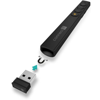 CONNECT IT CLP-2050-BK - Bezvadu prezentācijas ierīce ar lāzera rādītāju 1xAAA