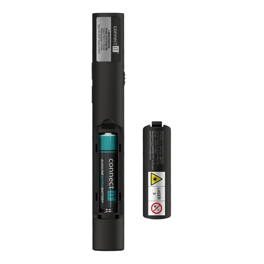 CONNECT IT CLP-2050-BK - Bezvadu prezentācijas ierīce ar lāzera rādītāju 1xAAA