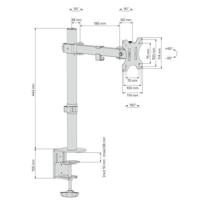 CONNECT IT CMF-3103-BK - Universāls monitora stiprinājums 13-32” melna