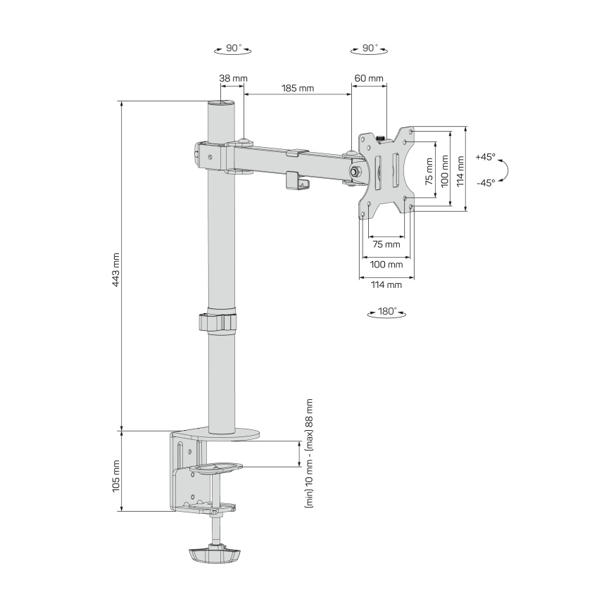 CONNECT IT CMF-3103-BK - Universāls monitora stiprinājums 13-32” melna