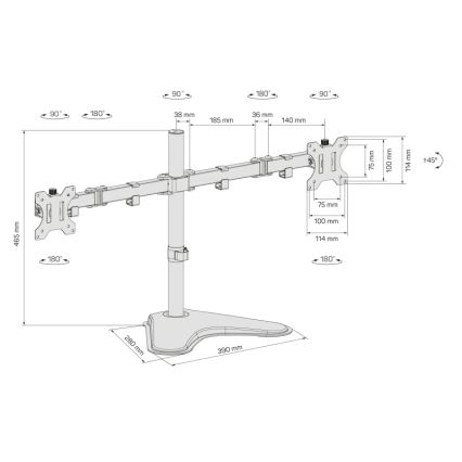 CONNECT IT CMF-3204-BK - Universāls stiprinājums 2 monitoriem 13-32” melna