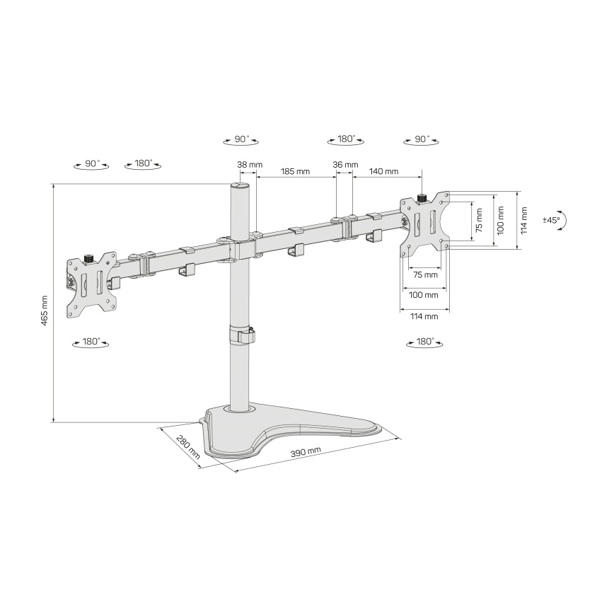 CONNECT IT CMF-3204-BK - Universāls stiprinājums 2 monitoriem 13-32” melna