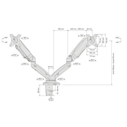 CONNECT IT CMF-3207-BK - Universāls stiprinājums 2 monitoriem 13-27” melna