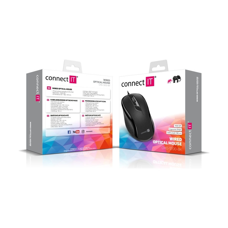 CONNECT IT CMO-1200-BK - Vadu pele 1000 DPI melna