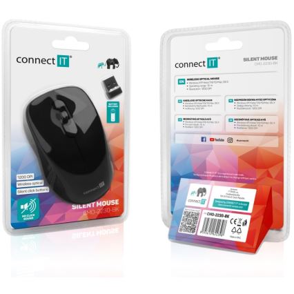 CONNECT IT CMO-2230-BK - Bezvadu klusā pele MUTE 1200 DPI 1xAA melna