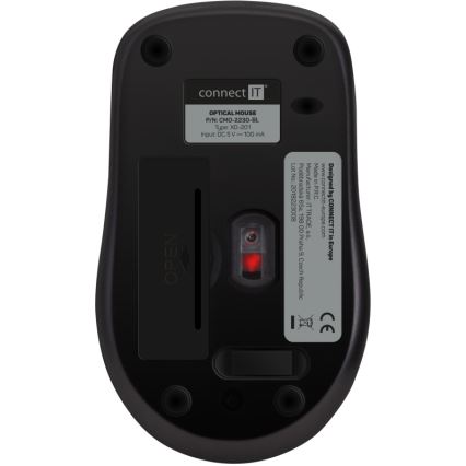 CONNECT IT CMO-2230-BL - Bezvadu klusā pele MUTE 1200 DPI 1xAA melna/zila