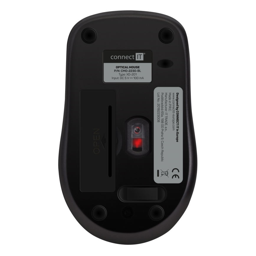 CONNECT IT CMO-2230-BL - Bezvadu klusā pele MUTE 1200 DPI 1xAA melna/zila