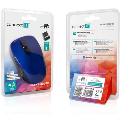 CONNECT IT CMO-2230-BL - Bezvadu klusā pele MUTE 1200 DPI 1xAA melna/zila