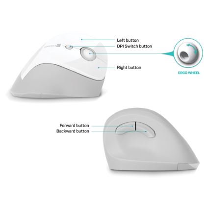 CONNECT IT CMO-2700-WH - Ergonomiska bezvadu pele 800/1200/1600 DPI 1xAA balta