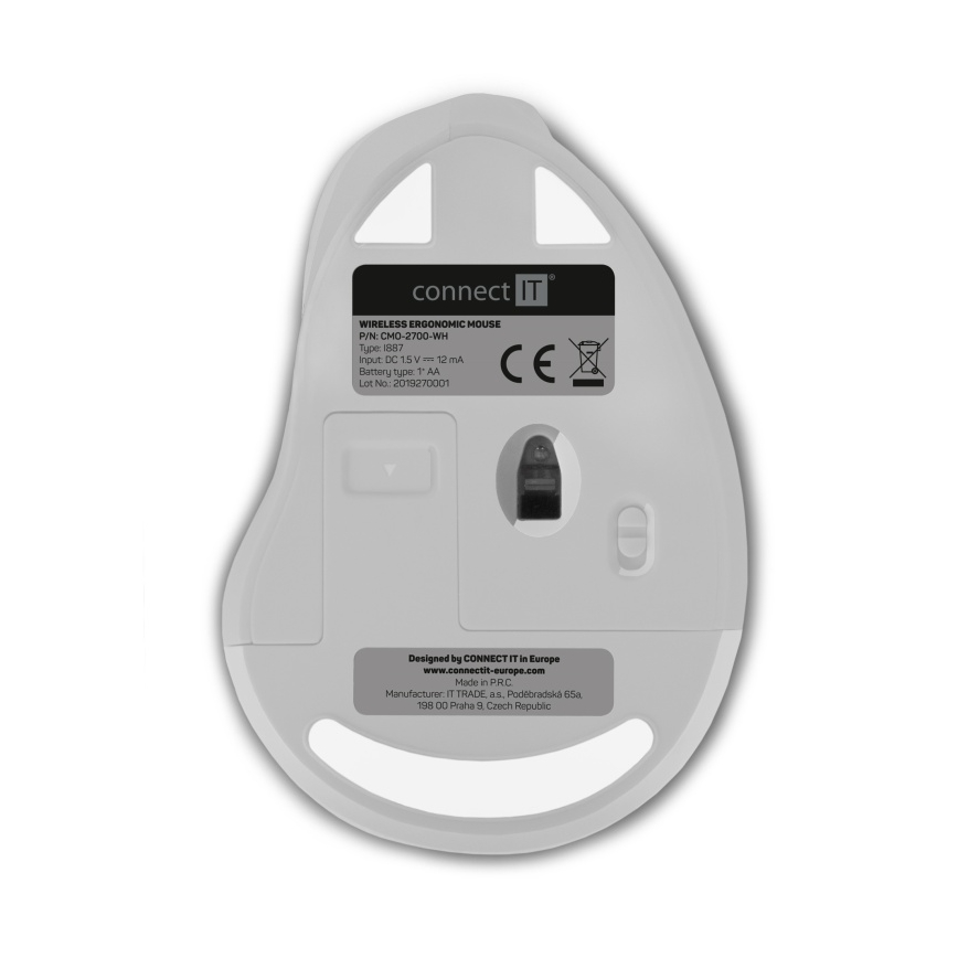CONNECT IT CMO-2700-WH - Ergonomiska bezvadu pele 800/1200/1600 DPI 1xAA balta