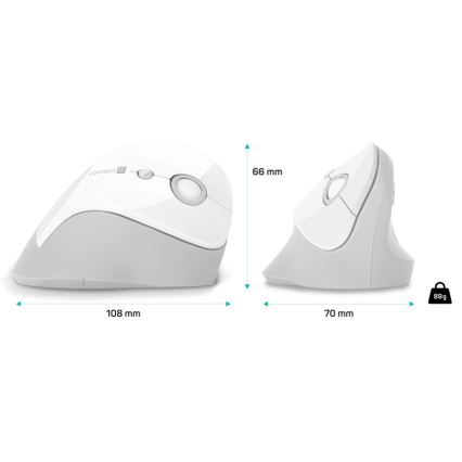 CONNECT IT CMO-2700-WH - Ergonomiska bezvadu pele 800/1200/1600 DPI 1xAA balta