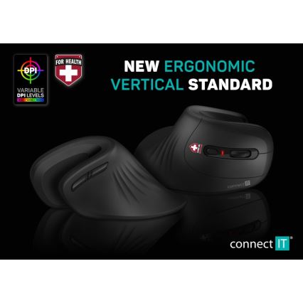 CONNECT IT CMO-2900-BK - Ergonomiska bezvadu pele 800/1200/1600 DPI 1xAA melna