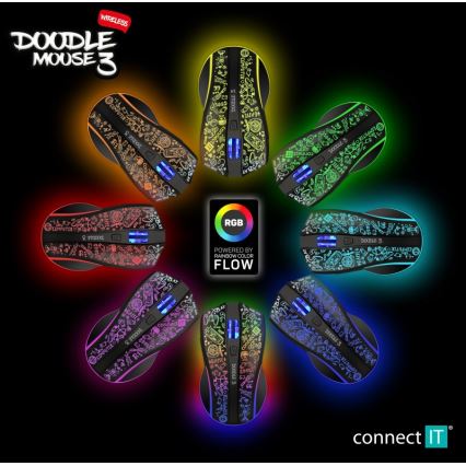 CONNECT IT CMO-3530-DD - LED RGB Bezvadu uzlādējama spēļu pele 800/1200/1600/2400/4800 DPI 600 mAh melna