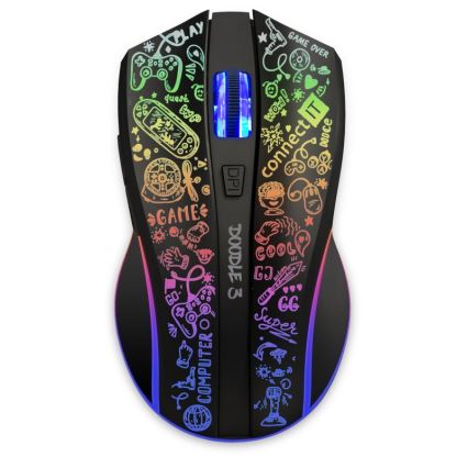 CONNECT IT CMO-3530-DD - LED RGB Bezvadu uzlādējama spēļu pele 800/1200/1600/2400/4800 DPI 600 mAh melna