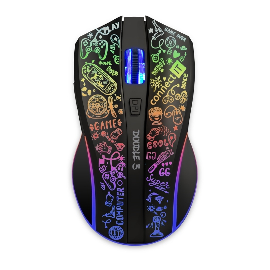 CONNECT IT CMO-3530-DD - LED RGB Bezvadu uzlādējama spēļu pele 800/1200/1600/2400/4800 DPI 600 mAh melna