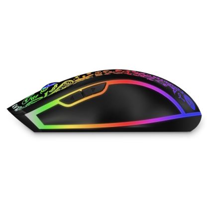 CONNECT IT CMO-3530-DD - LED RGB Bezvadu uzlādējama spēļu pele 800/1200/1600/2400/4800 DPI 600 mAh melna