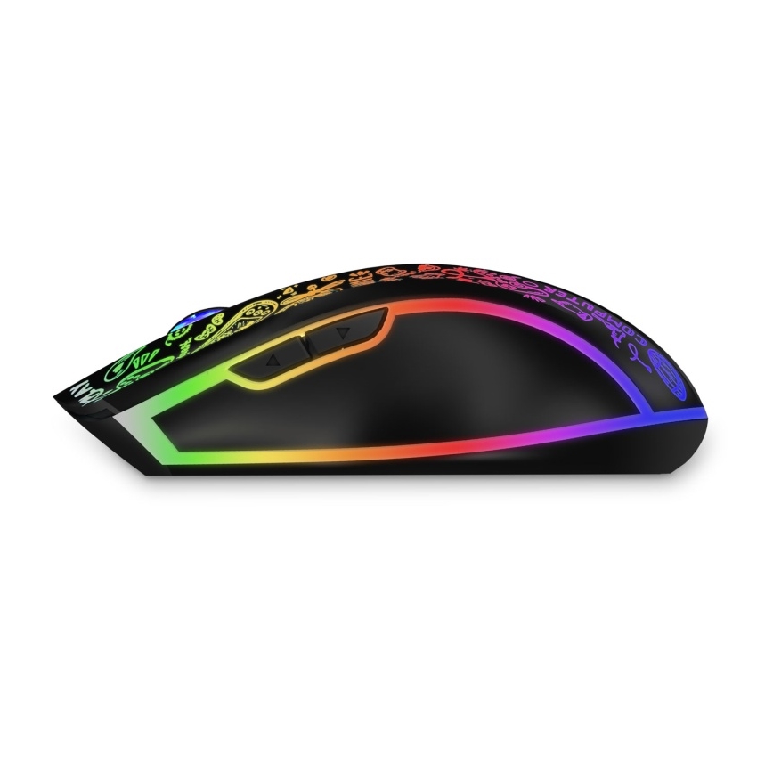 CONNECT IT CMO-3530-DD - LED RGB Bezvadu uzlādējama spēļu pele 800/1200/1600/2400/4800 DPI 600 mAh melna