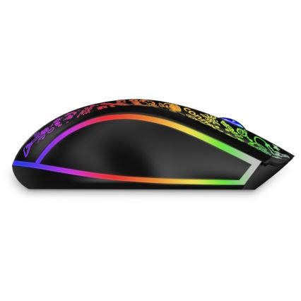 CONNECT IT CMO-3530-DD - LED RGB Bezvadu uzlādējama spēļu pele 800/1200/1600/2400/4800 DPI 600 mAh melna