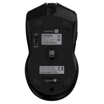 CONNECT IT CMO-3530-DD - LED RGB Bezvadu uzlādējama spēļu pele 800/1200/1600/2400/4800 DPI 600 mAh melna