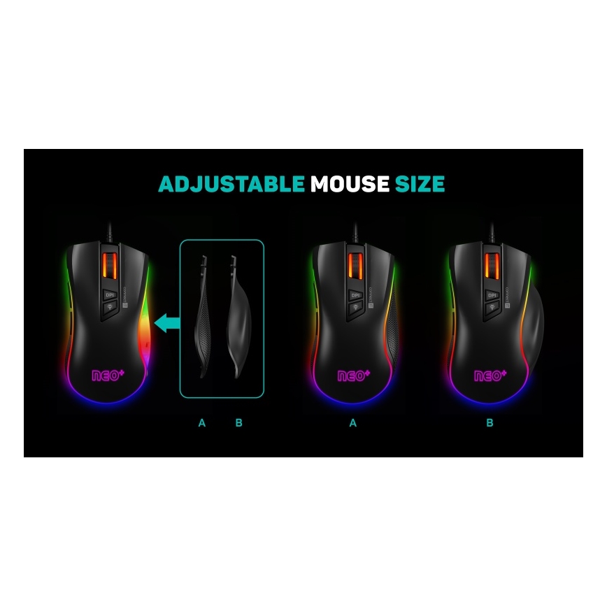 CONNECT IT CMO-3591-BK - LED RGB Vadu spēļu pele 500-7200 DPI melna