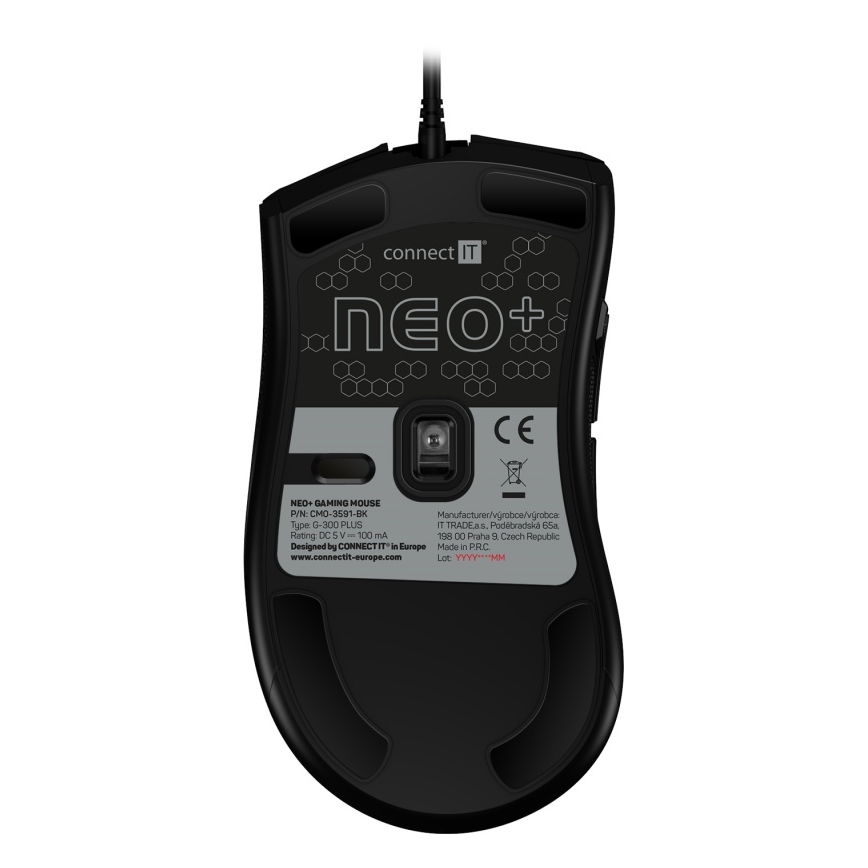 CONNECT IT CMO-3591-BK - LED RGB Vadu spēļu pele 500-7200 DPI melna