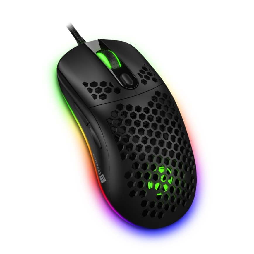 CONNECT IT CMO-5511-BK - LED RGB Vadu spēļu pele 200-12800 DPI melna