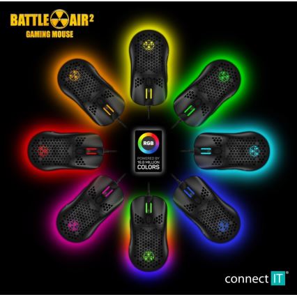 CONNECT IT CMO-5511-BK - LED RGB Vadu spēļu pele 200-12800 DPI melna