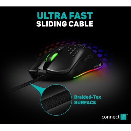 CONNECT IT CMO-5511-BK - LED RGB Vadu spēļu pele 200-12800 DPI melna