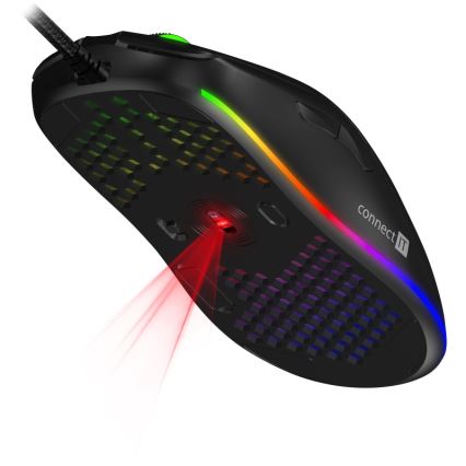 CONNECT IT CMO-5511-BK - LED RGB Vadu spēļu pele 200-12800 DPI melna