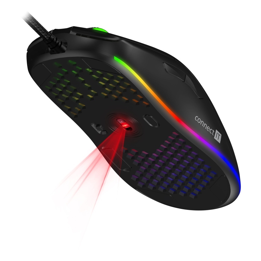 CONNECT IT CMO-5511-BK - LED RGB Vadu spēļu pele 200-12800 DPI melna