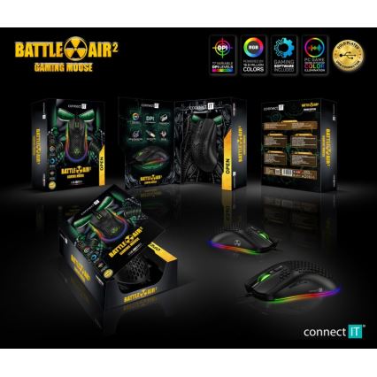 CONNECT IT CMO-5511-BK - LED RGB Vadu spēļu pele 200-12800 DPI melna