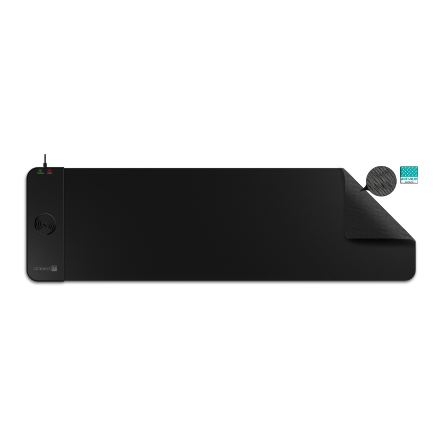 CONNECT IT CMP-2500-LG - Paliktnis tastatūrai un pele ar Qi bezvadu uzlāde 80x30 cm melna
