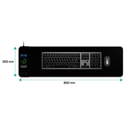 CONNECT IT CMP-2500-LG - Paliktnis tastatūrai un pele ar Qi bezvadu uzlāde 80x30 cm melna