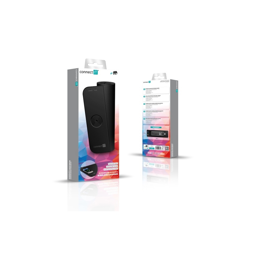 CONNECT IT CMP-2500-LG - Paliktnis tastatūrai un pele ar Qi bezvadu uzlāde 80x30 cm melna