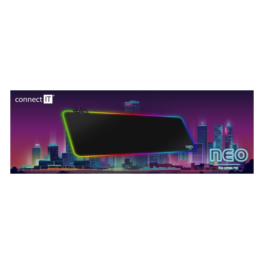 CONNECT IT CMP-3100-LG - LED RGB Spēļu tastatūra un peles paliktnis 80x30 cm melna