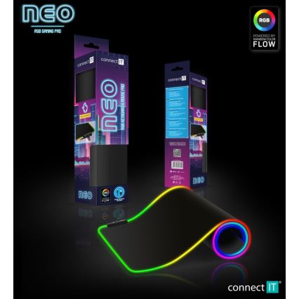 CONNECT IT CMP-3100-LG - LED RGB Spēļu tastatūra un peles paliktnis 80x30 cm melna