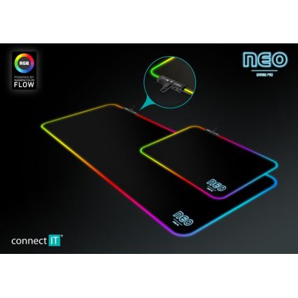 CONNECT IT CMP-3100-SM - LED RGB Gaming peles paliktnis 32x24,5 cm melna
